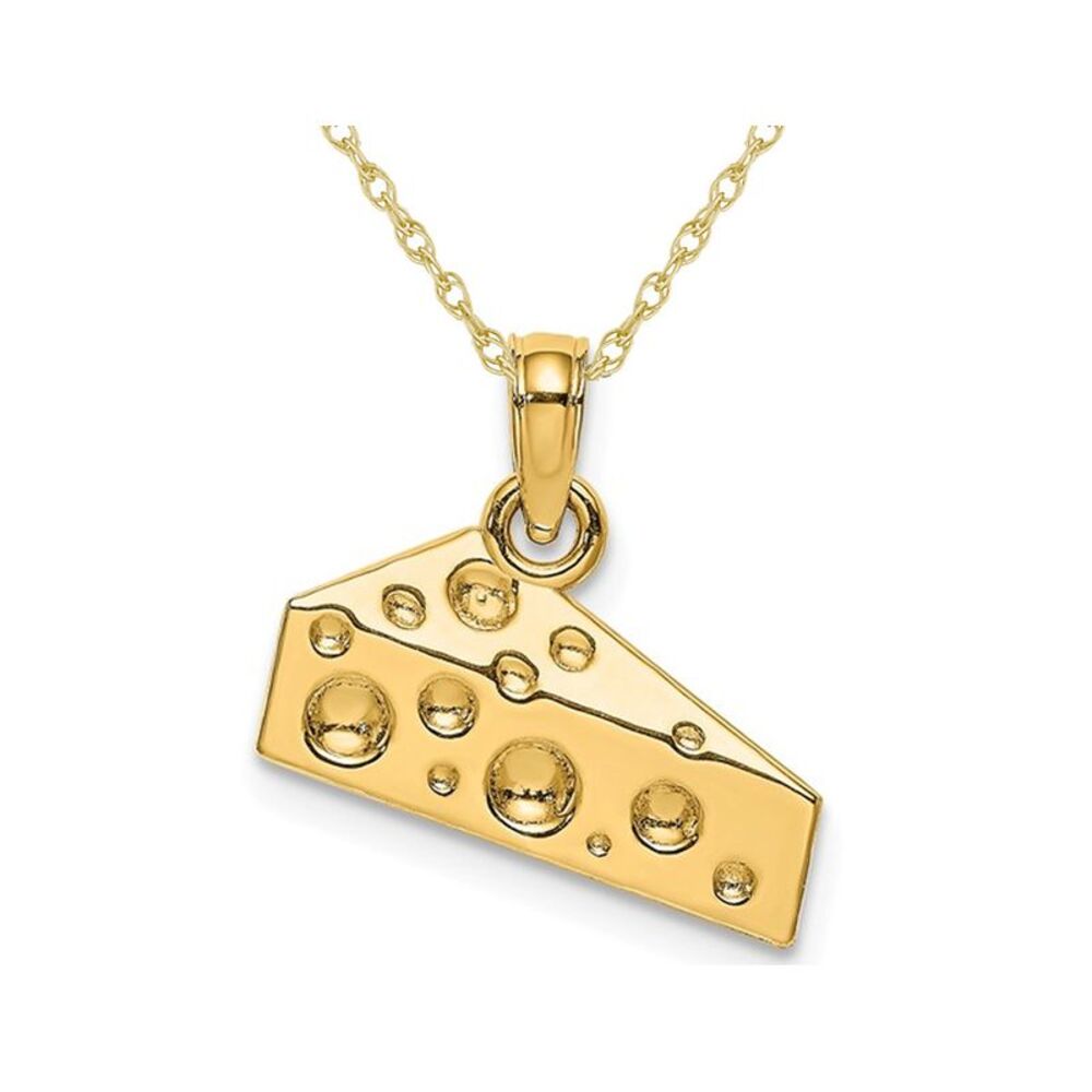 Cheese Wedge Charm Pendant Necklace in 14K Yellow Gold
